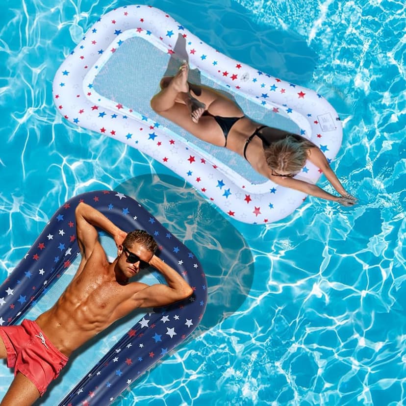 Pool Float Lounge Extra-Large Cooling Mesh Inflatable Raft with Cup Holder Ultra-Comfort Cooling Floating Lounger for Adults Beach Pool Lake Parties Summer Relaxation Essential