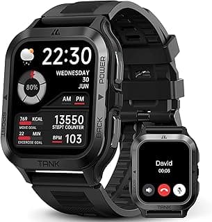 AMAZTIM Smart Watch, 60 Days Extra-Long Battery, 50M Waterproof, Rugged Military Bluetooth Call(Answer/Dial Calls), 1.85" Ultra Large HD Display, AI Voice Assistant, Compatible for Android and iOS