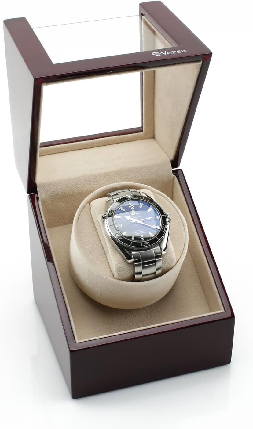 Single Watch Winder by Versa - Elite Automatic Watch Winder - Quiet Japanese Motor - 12 Settings - Compatible with Rolex's, Cartier, Omega, and More