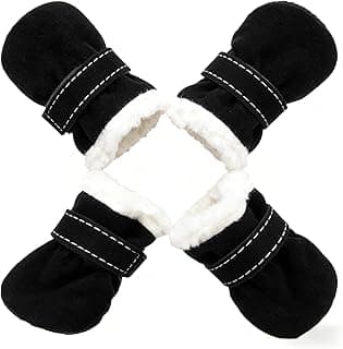 Small Dog Shoes for Winter, Snow Booties for Puppy, Outdoor Warm Dog Booties for Cold Weather (Black, Small)