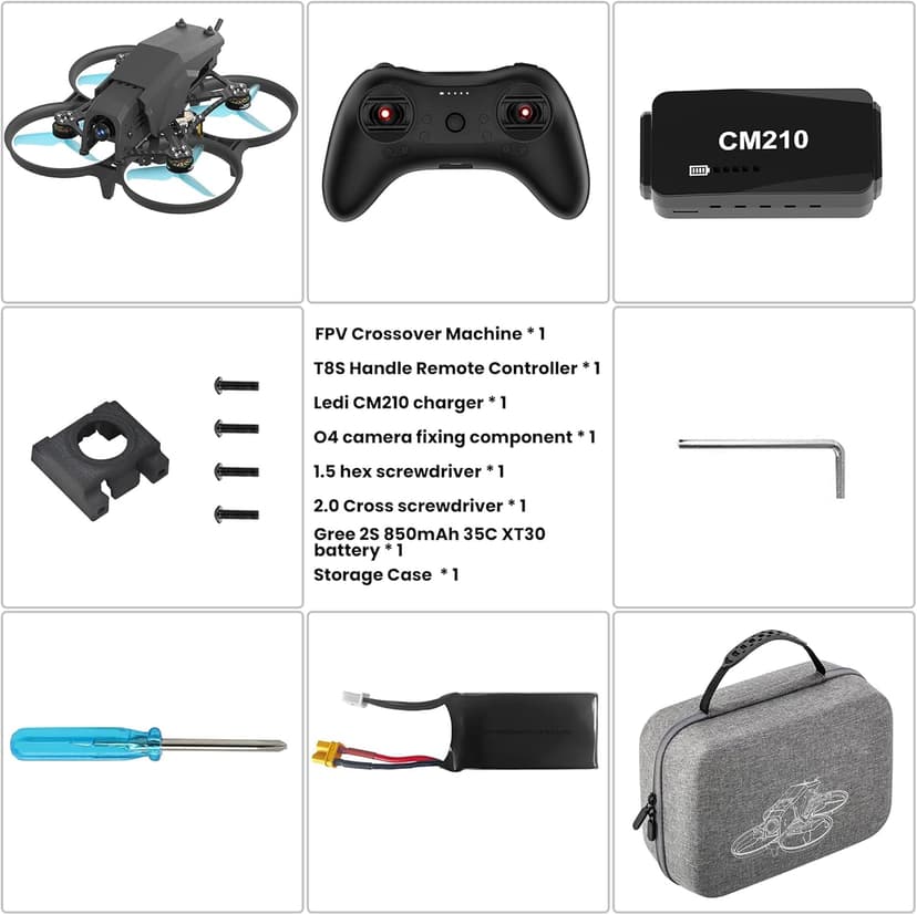 FPV Racing Drone for Beginners, F108 2.5 Inch FPV Drone Kit with Optical Flow Positioning, Equipped with T8S 8 Channel 2.4GHz RC Pocket Sized Portable Transmitter,Easy to Fly RTF FPV Drone