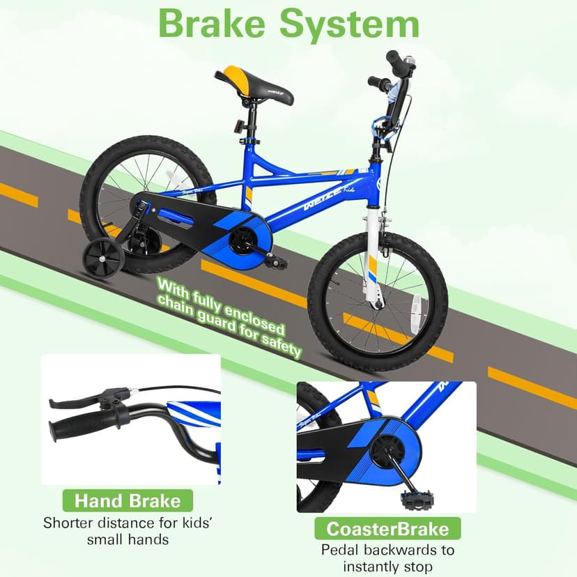 WEIZE Kids Bike,14 16 20 Inch Children Bicycle for Boys Girls Ages 3-12 Years Old, Rider Height 32-60 Inch, Coaster Brake, Multiple Color Options