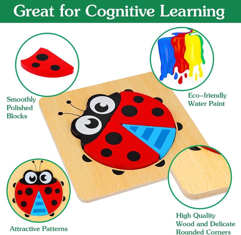 Animal Jigsaw Puzzles for Toddlers Ages 1-3 2-4 - Baby Kids Learning Educational Preschool Toys Christmas Birthday Gifts Wooden Toddler Puzzles Montessori Toys: Gifts for 1 2 3 Year Old Boys Girls B07QG618QT
