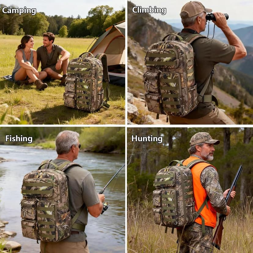 Tactical Camo Backpack for Men Women Waterproof Durable MOLLE Backpack Camping Hunting Emergency Preparedness