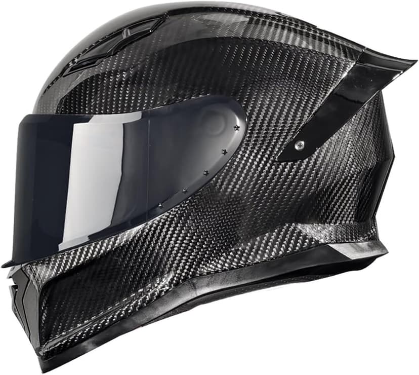 Motorcycle Carbon Fiber Full Face Helmets, with Spoiler Sport Touring Street Moped Scooter Chopper ATV Snowmobile Motorcycle Helmet, DOT Approved