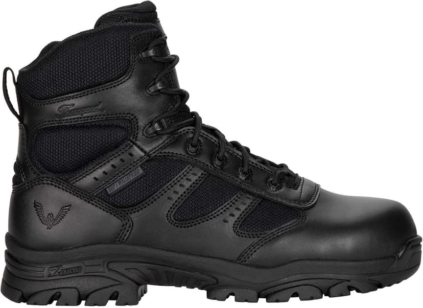 Thorogood Deuce 6” Waterproof Side-Zip Black Tactical Boots for Men and Women with Composite Safety Toe, Full-Grain Leather, and Slip-Resistant Outsole; BBP & EH Rated