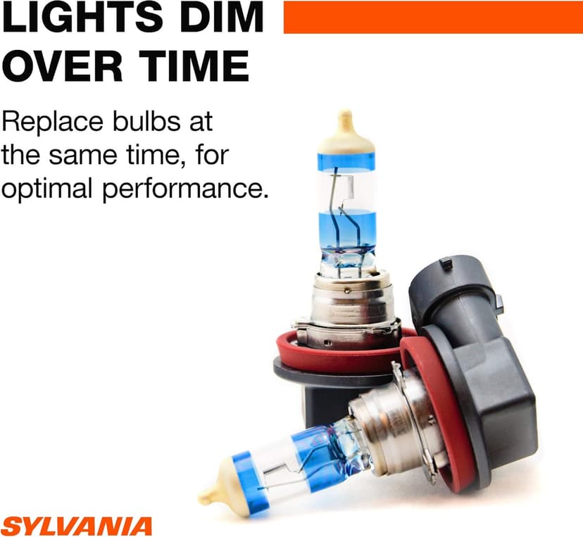 SYLVANIA - H11 SilverStar Ultra - High Performance Halogen Headlight Bulb, High Beam, Low Beam and Fog Replacement Bulb, Brightest Down Road with Whiter Light, Tri-Band Technology (Contains 2 Bulbs)