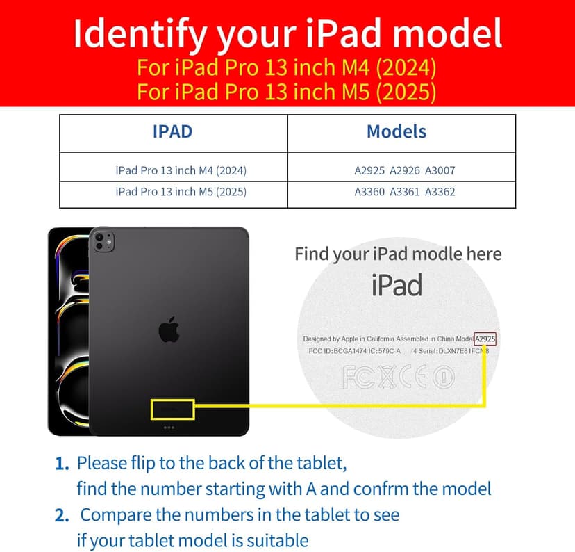 NANRUIL for Ipad Pro 13-inch Case M4/M5 2024/2025(Model:A3360/A3361/A2925/A2926) Genuine Leather Cover Protective Shell,Auto Wake/Sleep.Brown