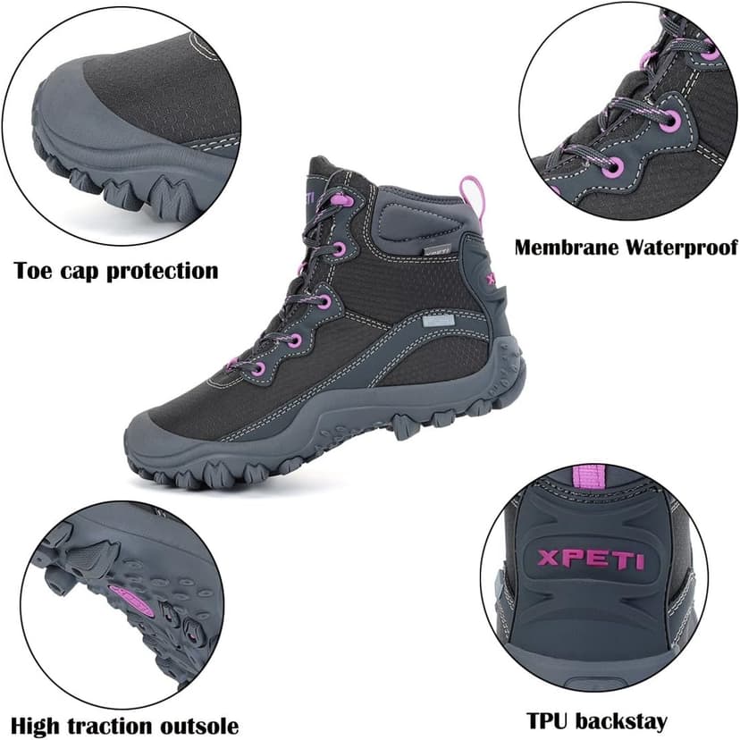 XPETI Women's Dimo Mid Waterproof Outdoor Hiking Boot Non Slip