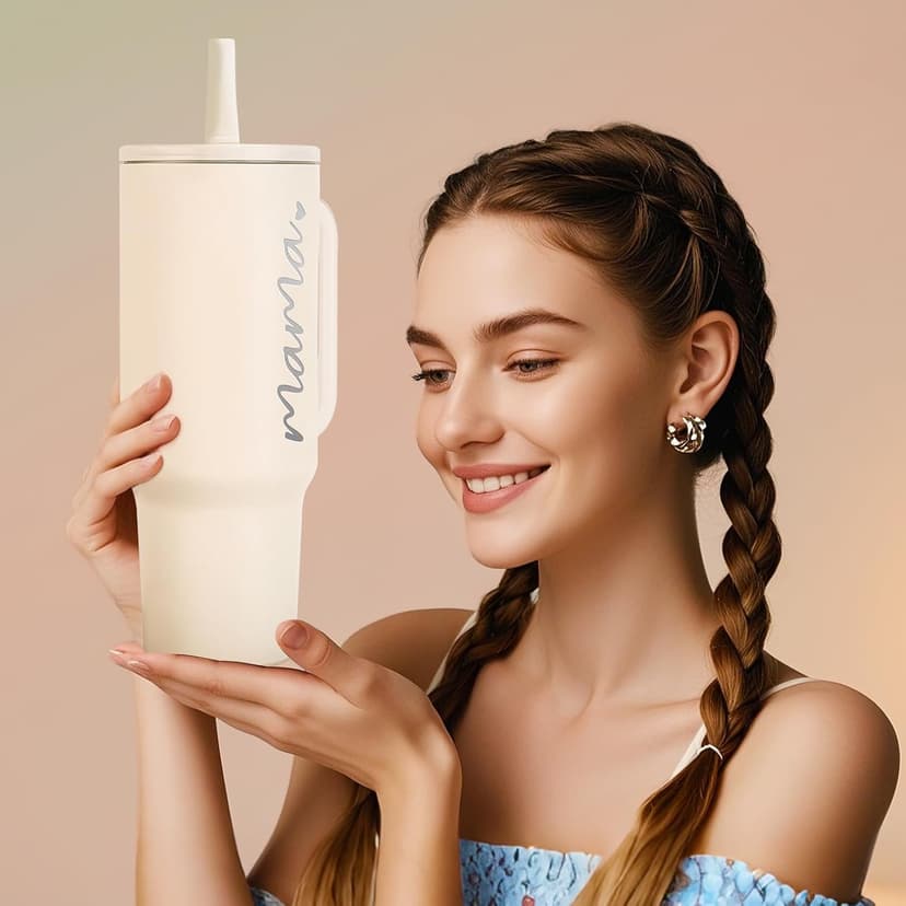Mama Tumbler 40 oz Cup with Lids Straws First Mothers Day Gifts for New Mom Gifts for Pregnant Mother, Mama, Mom To Be B0F1DK279Y