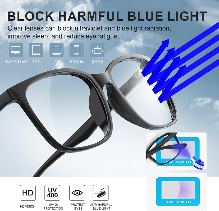 hunsquer Blue Light Glasses for Women Blue Light Blocking Glasses Men Computer Gaming Blue Screen Glasses Mens Blue Light Blocker Glasses