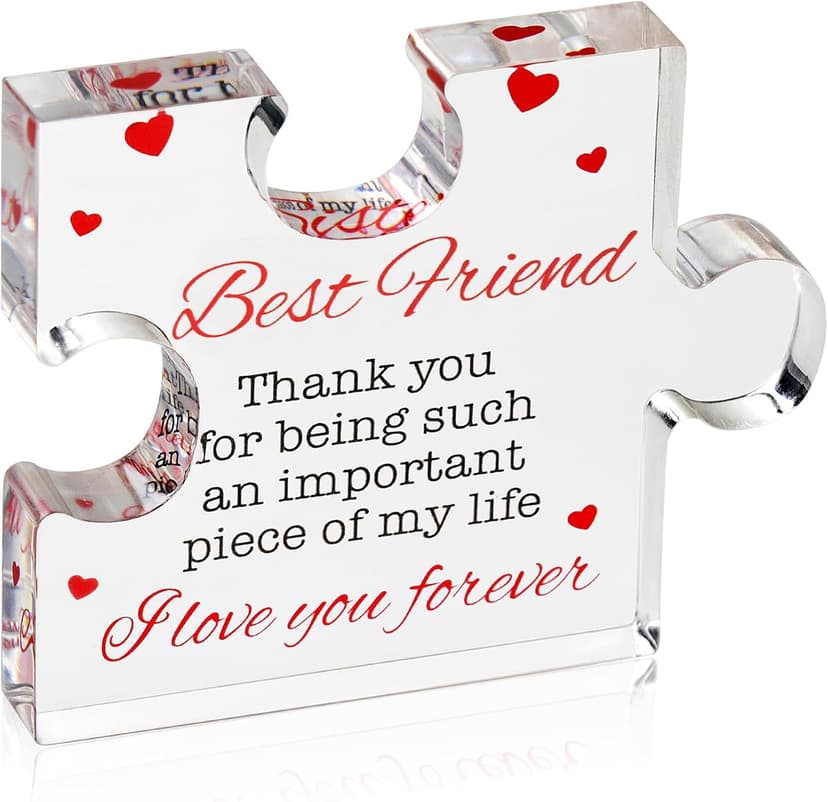 Friendship Gifts - Acrylic Block Puzzle Friendship for Her - Long Distance Relationship Gift, Bestie Gifts Paperweights