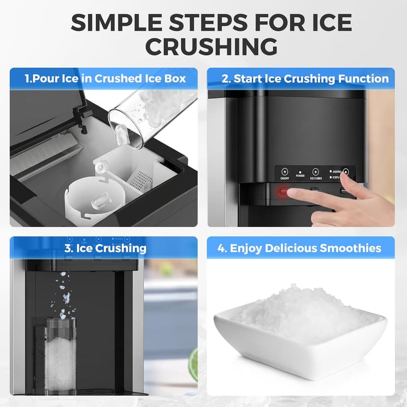 3-in-1 Water Dispenser with Ice Maker,Countertop Nugget Ice Machine with Bullet & Crushed Ice,44Lbs/24H,12 Ice Cube/6Min, Self-Cleaning, 4Lbs Storage, Home, Kitchen,RV (Silver) (Silver)