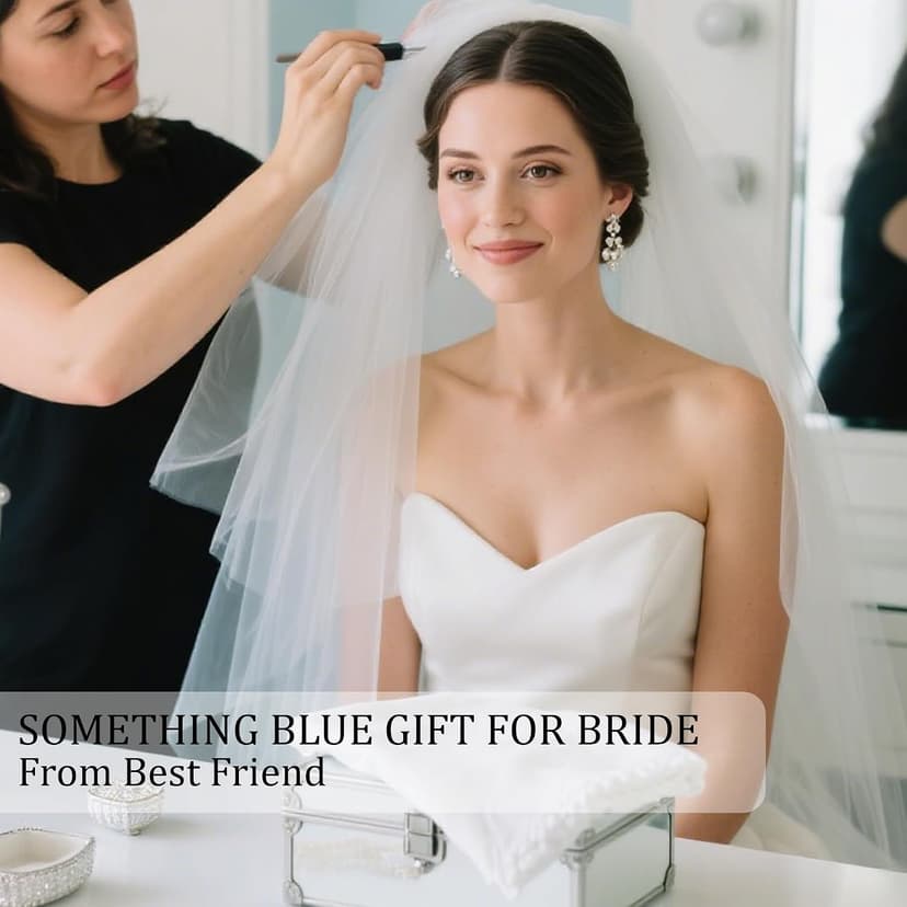Lamyba Bride Gifts – Something Blue Gift for Bride Groom Mother/Father of the Bride, Mother in Law Handkerchief, (Blue/White) B0H2641W6W