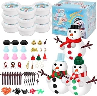 Christmas Xmas Birthday Gifts for Teen Boys Girls,Easy-to-Shape Air Dry Modeling Clay,Encourages Creativity&Motor Skills Christmas Crafts Stocking Stuffers for Kids,9 Pack Clay Build Snowman Kit B0FC2LQDQP