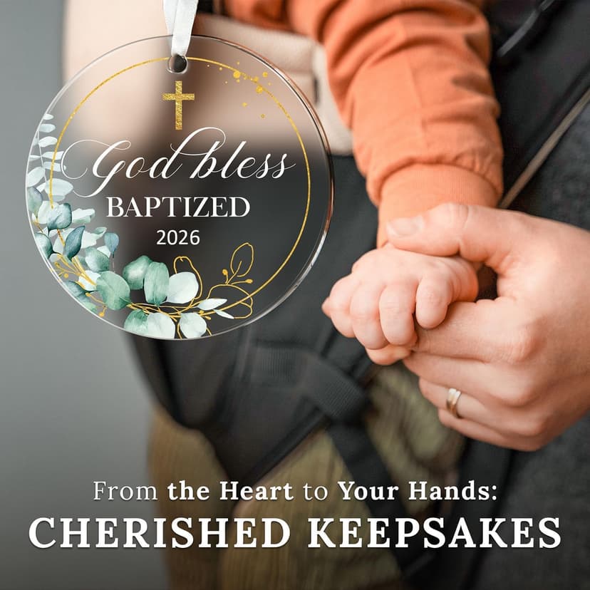 Christening Gifts For Baby Boys, Girls, Godson, Goddaughter - God Bless Baptized Ornament 2026 - Acrylic Xmas Keepsake Decor HEXMOZ Baptism Gifts for Boys, Girls, Women, Men, Adults B0DP1RL74V