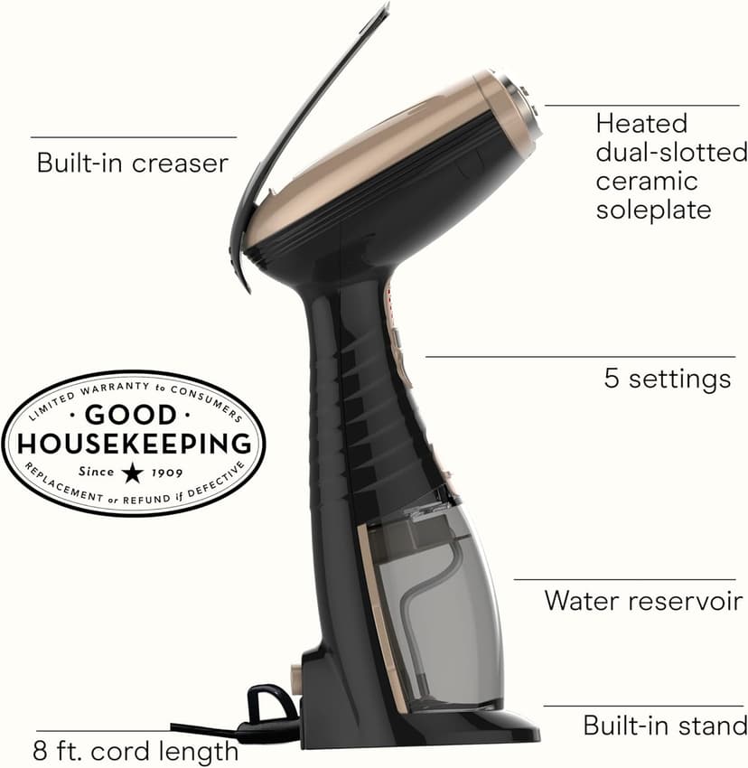 Conair Handheld Garment Steamer for Clothes, Turbo ExtremeSteam 1875W Fabric Steamer, Portable Handheld Design, Strong Penetrating Steam, Amazon Exclusive, Black