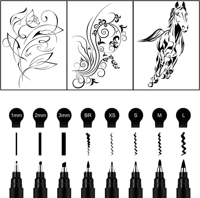 Brusarth Calligraphy Pens,8 Size Calligraphy Pens for Writing,Brush Pens Calligraphy Set for Beginners, Hand Lettering Pens