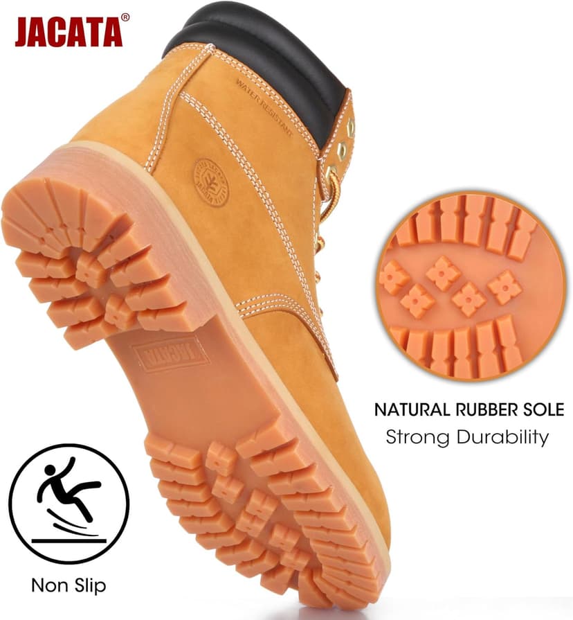 Jacata Men's Water Resistant Leather Work Boot Rubber Sole Construction Oil Resistant Utility Industrial Boots