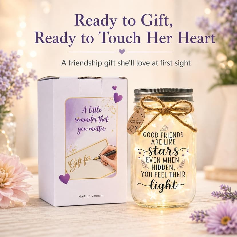 Thanksgiving & Christmas Gift for Women, Best Friend Gift for Women, Warm LED Keepsake for Birthdays and Farewells Friendship Gifts for Women, Best Friend Birthday Gifts Mason Jar Light B0FMD5RWXY