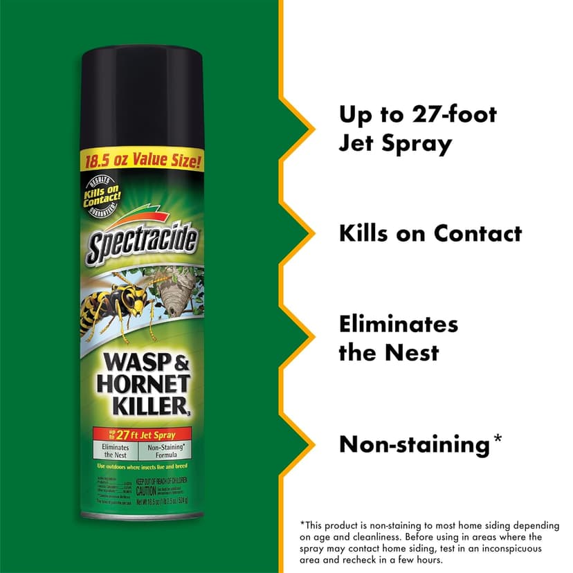Spectracide Wasp & Hornet Killer Aerosol Kills Wasps, Hornets And Yellow Jackets On Contact & Eliminates The Nest, 12 Pack