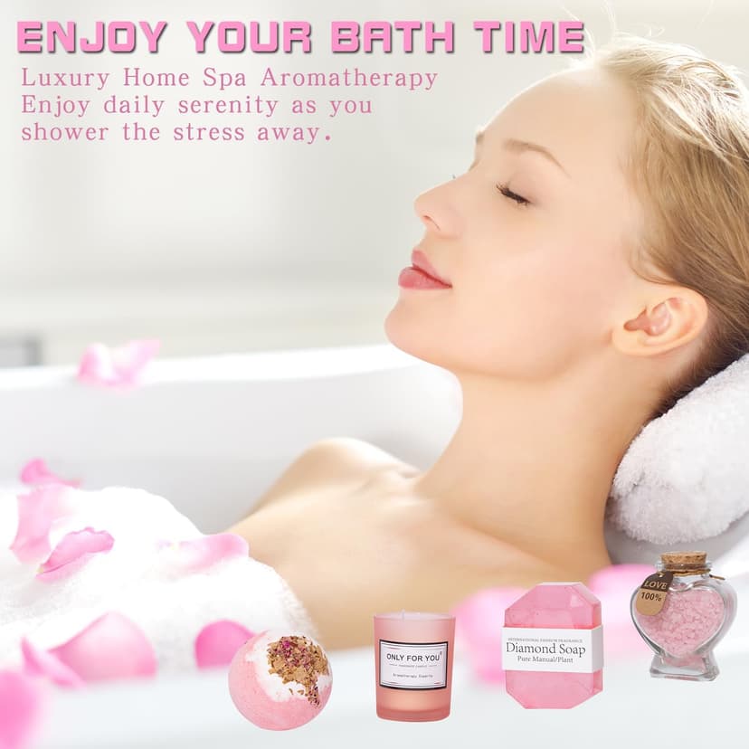Birthday Gifts for Women,Unique Gifts Basket Ideas for Women Pink Gifts Box for Her Self Care Relaxing Gift Set Birthday Presents Female Friendship Gifts for Best Friend Bestie Girlfriend