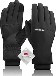 TRENDOUX 100% Waterproof Windproof Gloves: 3M Touchscreen Ski Snow Winter Gloves for Men Women Cold Weather, Thermal Warm Lined for Snowboarding Skiing Driving Running Cycling Texting Typing Biking