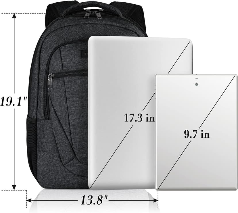 Travel Laptop Backpack, 17 Inch Extra Large School Backpacks for Teen Boys and Girls, Black Water Resistant Women Back Pack, Business Men Sturdy Computer Bag with USB Charging Port, Gifts