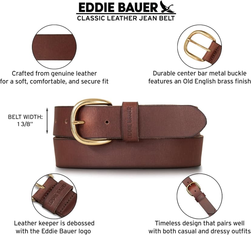 Eddie Bauer Women's Casual Leather Belts with Durable Metal Buckle