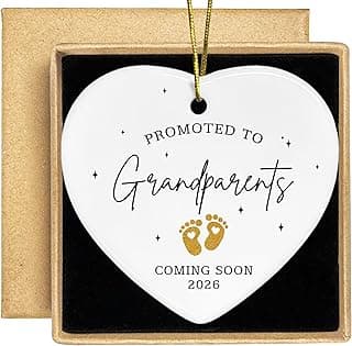 Grandparents Gifts - First Time Grandparents Gifts for Grandma, Grandpa - Baby Pregnancy Announcement Ornament for New Grandma - Grandpa to Be Ornaments 2026 - Ceramic Hanging Ornament