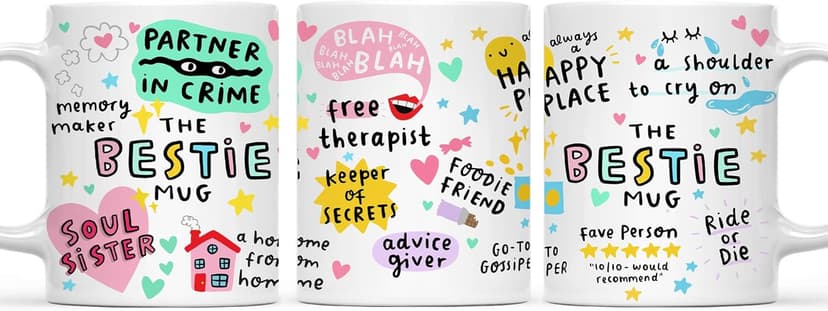 Gossby Bestie Coffee Mug - Best Friend Gift For Women - Friendship Gift for Female Friend - Friendship Gifts For Women Birthday - Gifts For Close Female Friends - 11oz White Ceramic Cup