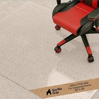GORILLA GRIP Slip Resistant Clear Office Chair Mat for Carpet Floors, 36x48 Smooth Rolling Glide Under Desk, Heavy Duty Plastic Computer Mats and Carpeted Floor Protector, Work and Gaming Chairs