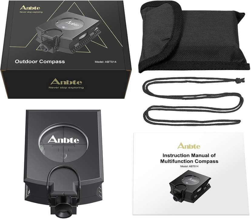 Anbte Compass Hiking Survival, IP65 Waterproof Metal Compass with Sighting Clinometer and Carry Bag, Multifunctional, Professional, for Camping Hunting Hiking Navigation