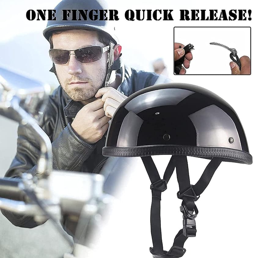 Smallest Skull Cap Motorcycle Helmet,DOT Approved Ultra-Thin Comfortable Beanie Cruising Skull Cap Novelty Small Helmet Cool Half Shell Helmet Low Profile Cool Skull with Goggles (54-63CM)
