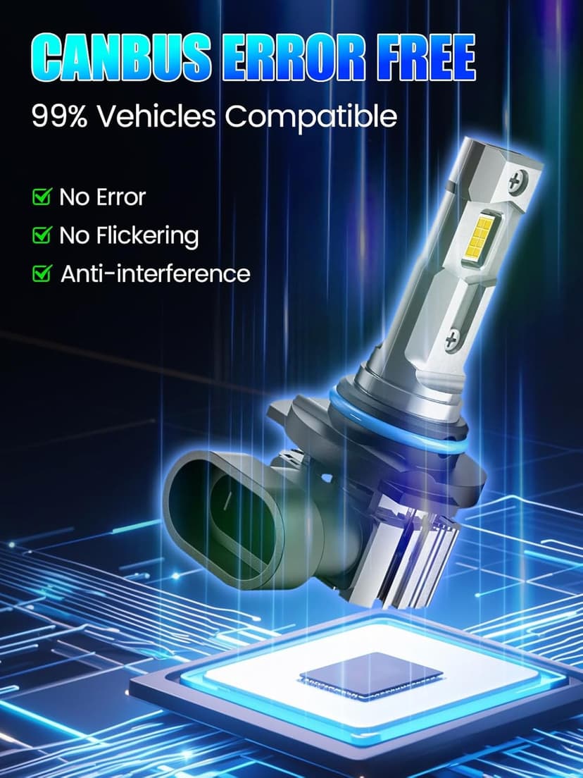 RCJ 9005 9006 Bulbs Combo, 600% Brightness 9005/HB3 High 9006/HB4 Low Dual Beam Bulbs, 6000K Cool White, Plug and Play, IP67 Waterproof, Pack of 4