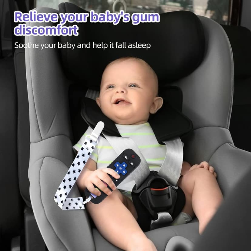 TV Remote Control Shape Teething Relief for Infants (Black) Chuya Baby Teether Toy Chew Toys for Babies 3-24 Months B0BYNDL3SW