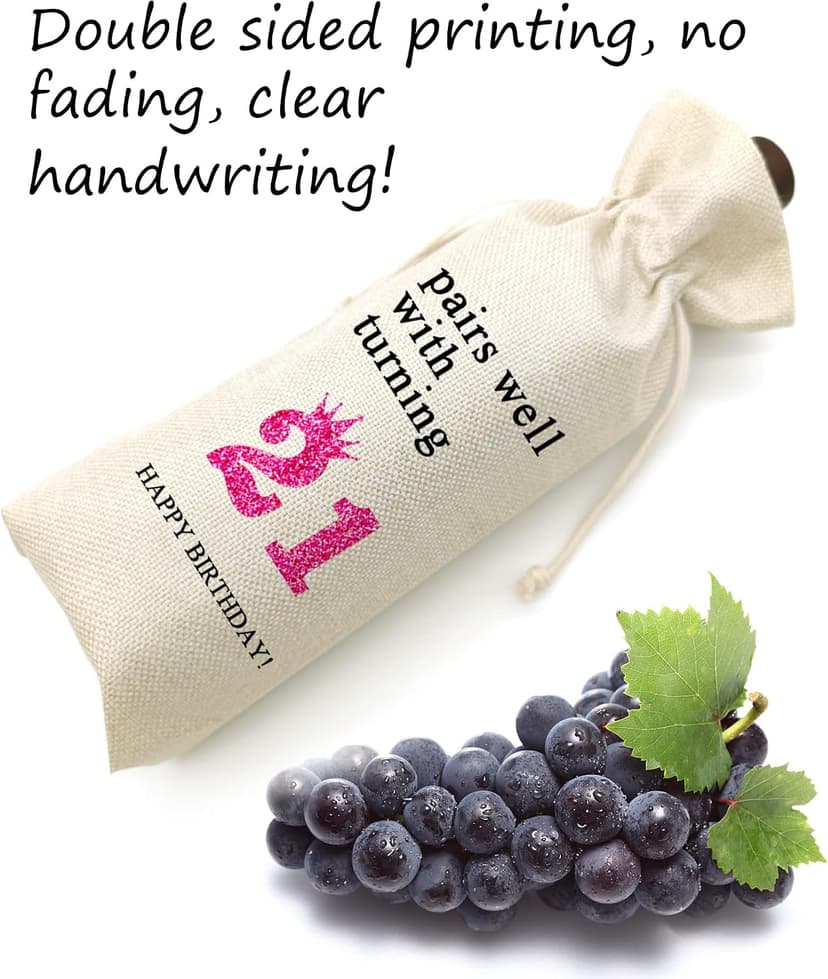 Socive 21st Birthday Wine Bag, Presents for 21st Birthday girl, 21 Years Old Gift Idea Wine Bag for Her Girl Friend, Sister Party Decorations B0B21FJ1NH