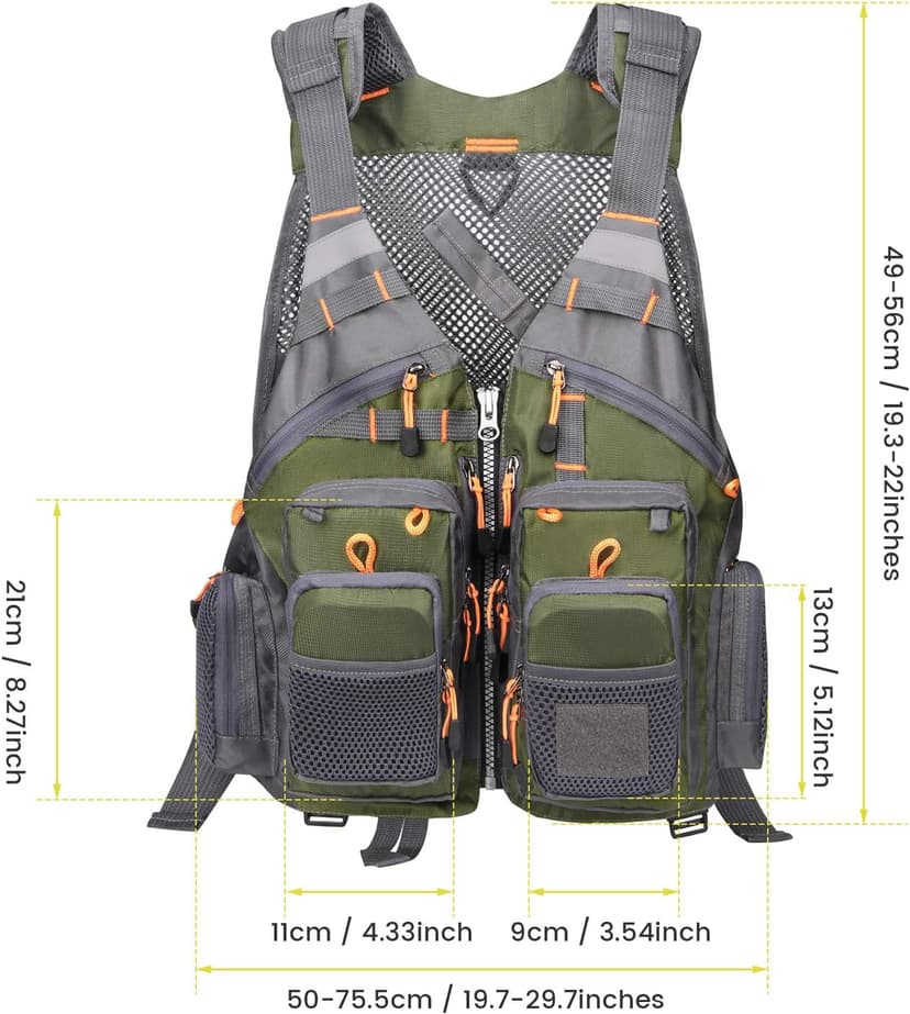 Gonex Fly Fishing Vest for Men Women, Comfortable Adjustable Fishing Vest with Multi-Pockets Reflective Stripes