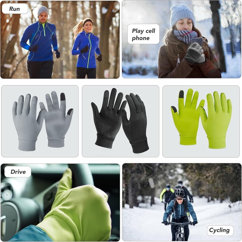Unigear Lightweight Running Gloves, Touch Screen Anti-Slip Warm Gloves Liners for Cycling Biking Sporting Driving for Men Women