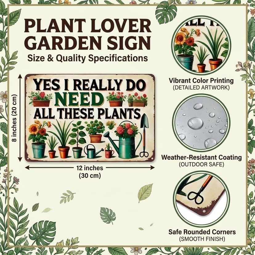 Bestylez Garden Gifts I Really Need All These Plants Vintage Gardening Signs for Home Garden Greenhouse Living Room Bedroom Yard Outdoor Decor 8X12 Inch (3362) B0F246BKWY