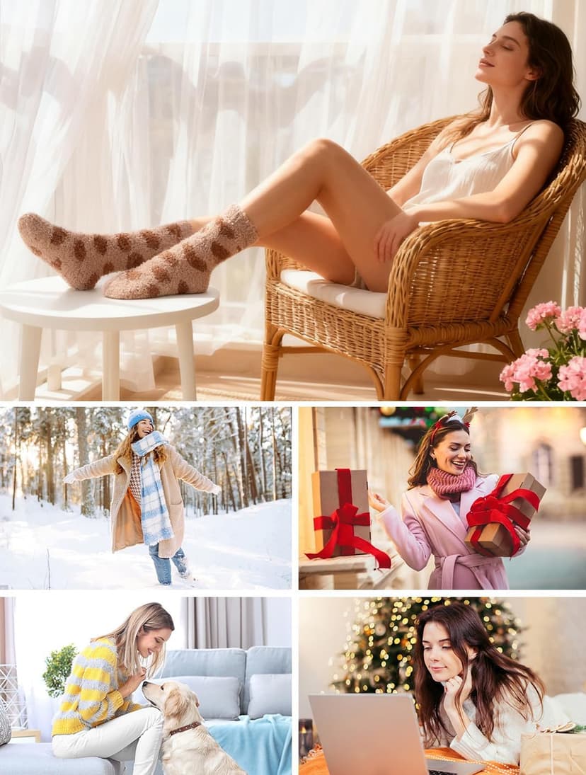 Soft Thick Plush Warm Socks, Christmas Winter Gifts for Ladies,Comfortable Indoor Home Socks, Sleep Slipper Socks Fuzzy Socks for Women Fluffy Cozy Slipper Socks Fall Halloween Socks Gifts B0DKF8CRWW