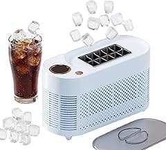 Portable Ice Maker, 12V DC Mini Car Ice Maker, Makes 10 Cubes in 15-20 Mins, with Cigarette Lighter for Trips, Camping,(Adapter Needs Separate Buy 5.5x2.1mm F to 5.5x2.5mm M Converter) (Blue)