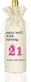 Socive 21st Birthday Wine Bag, Presents for 21st Birthday girl, 21 Years Old Gift Idea Wine Bag for Her Girl Friend, Sister Party Decorations B0B21FJ1NH
