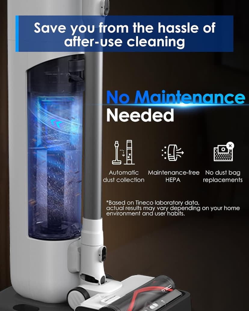 Tineco Pure ONE Station 5 Cordless Smart Vacuum with 2.5L Auto Dust Base, Full-Path Self-Cleaning, 175W Suction, ZeroTangle Tech, iLoop Smart Sensor, Suitbale for Hard Floor & Carpet