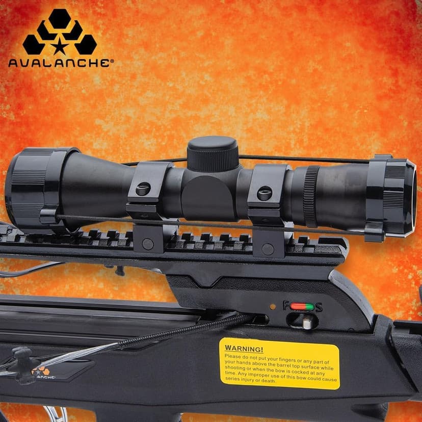 AVALANCHE Thunderstruck Blade Crossbow with Scope - Composite Stock, Fiberglass Limbs, Aluminum Barrel, Picatinny Rail, Anti-Fire Safety, 175-LB Draw-Weight, 340 FPS, Use for Hunting Game - Length 36”