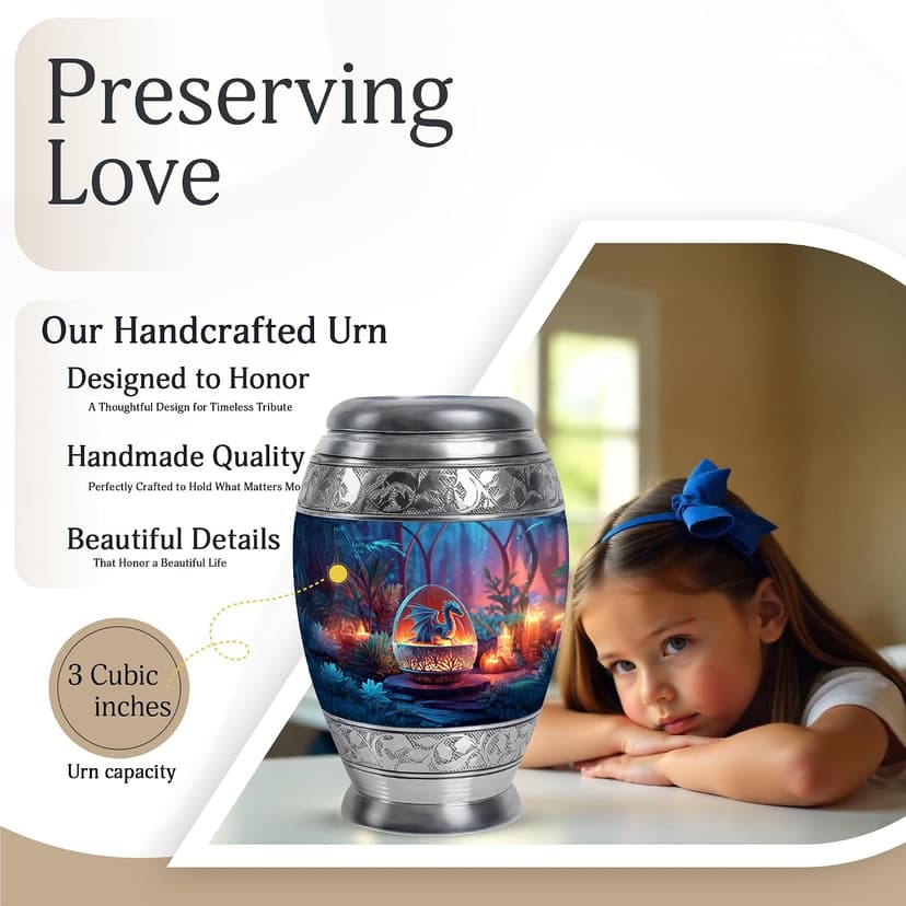 Dragon Small Funeral Urns for Adult Male - Keepsake Halloween Burial Urn for Adult Ashes - Tiny Blue Cremation Urn for Ashes for Women - 3 Inch B0FHKWCQQN