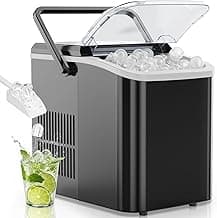 OLIXIS Countertop Ice Maker Machine with Handle, Auto-Cleaning Portable Ice Maker with Basket & Scoop, 26lbs in 24Hrs & 9 Ice Cubes in 6 Mins, 2 Ice Cube Sizes, for Home Party Camping RV, Black