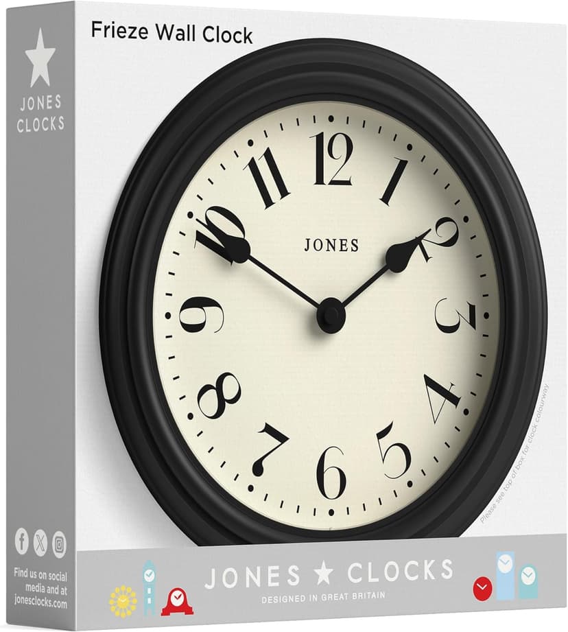 JONES CLOCKS® Frieze Wall Clock | Small Elegant Classic Round Clock | 23cm | Sage Green | Pretty Design Ideal for The Kitchen, Living Room, Bedroom, Large or Small Spaces