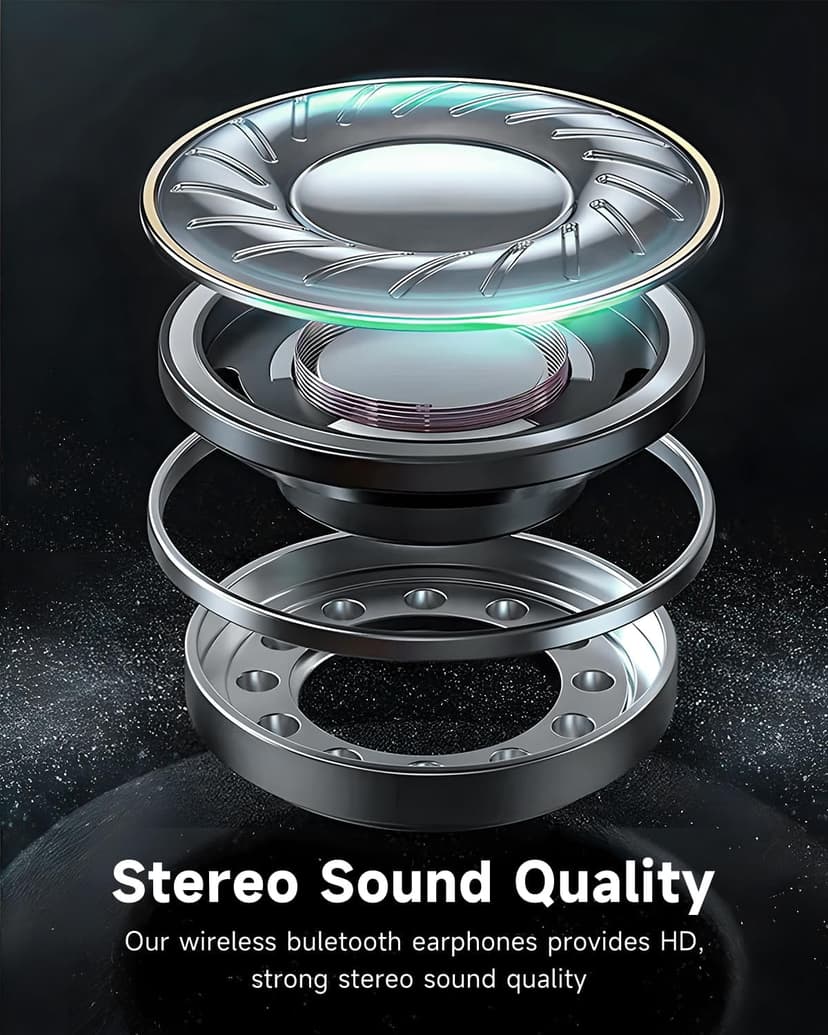 Wireless Earbuds Bluetooth Headphones 96H Playtime LED Display Waterproof Built in Mic Deep Bass Sound Secure Over Ear buds Earhooks for iPhone Android Samsung Cell Phones Sport Running Workout Gaming