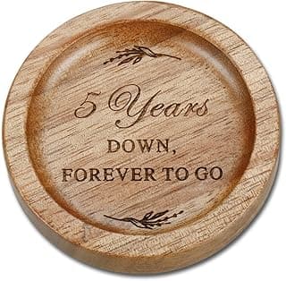 Wooden Ring Dish 5 Year Anniversary Wood Gift for Him Her, 5th Wooden Gifts for Wife Husband, 5 Year Marriage Presents Anniversary for Couple, Fifth Anniversay Present for Women Men